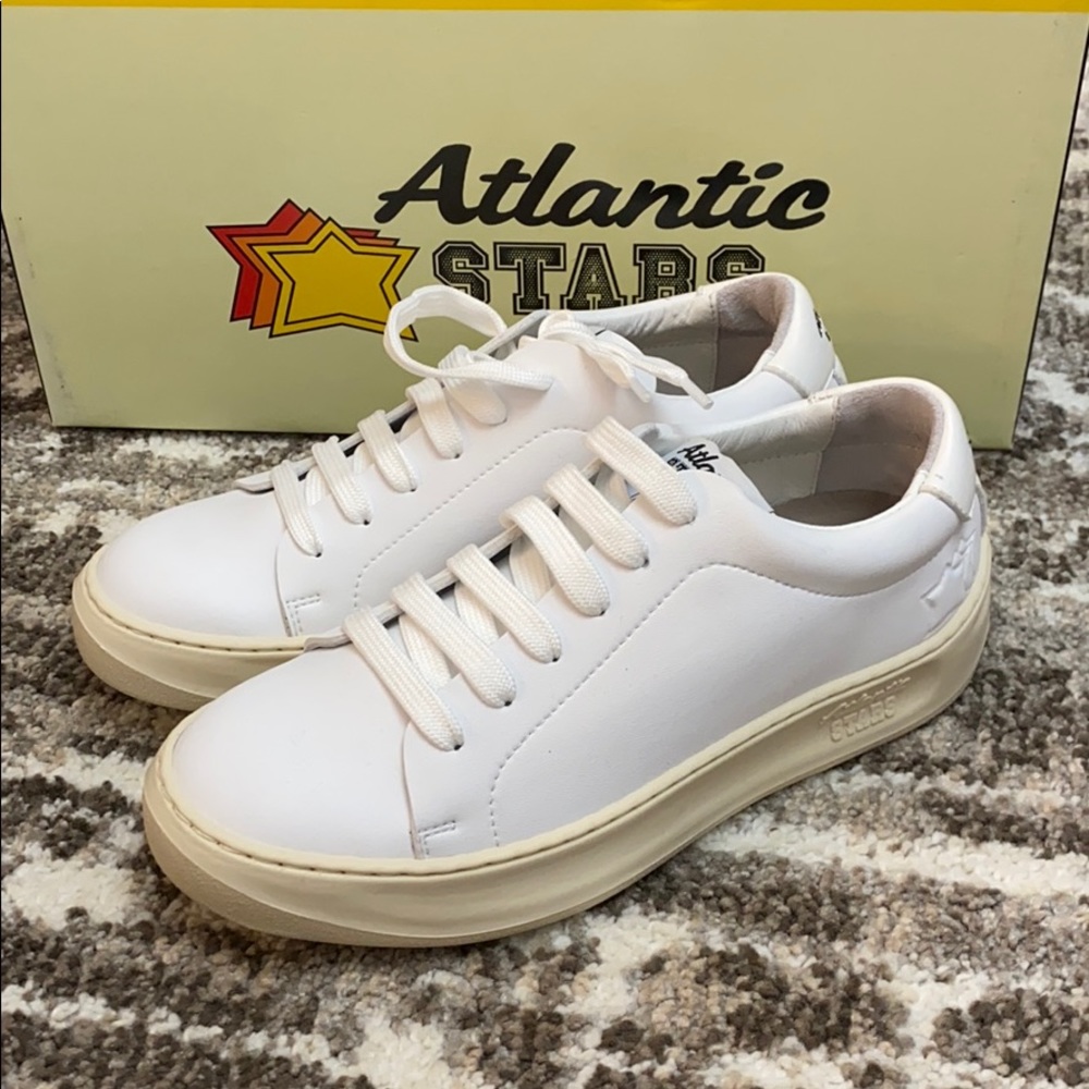 Atlantic Stars White Leather Sneakers 👟
